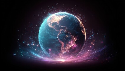 Obraz premium Abstract Earth, vibrant glow