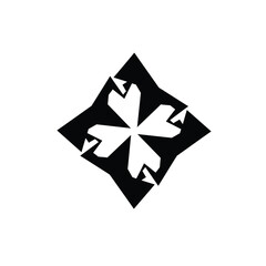 Black angular zigzag rangoli icon abstract border