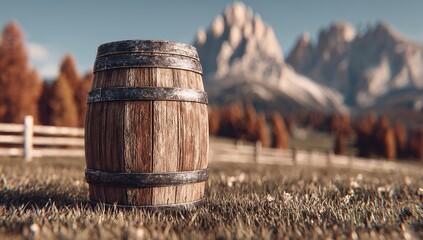Rustic Barrel in a Field