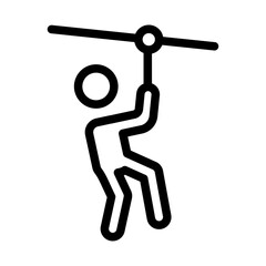 Hanging Zipliner Line Icon of Zip-lining Icon Set
