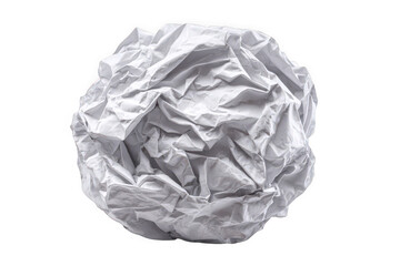 Fototapeta premium A crumpled white paper ball with a textured surface against a white background.