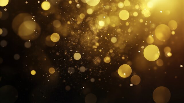 Golden confetti frozen in motion against dark background, celebrating energy and sparkle.