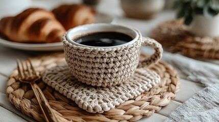 Coffee and Croissant Still Life