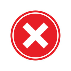 Red cross button icon with white cross symbol for cancel or delete