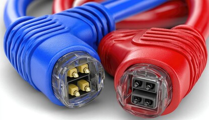 Network Cables Blue and Red Connection
