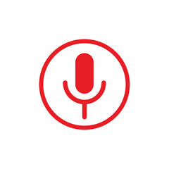Red mic icon on white background