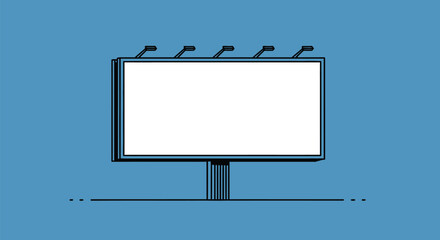 Minimalist Billboard with Lights and Blank Advertising Space