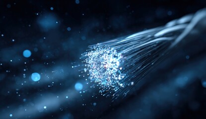 Close-up of glowing fiber optic cable (1)