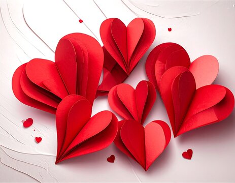 Naklejki Red paper hearts, layered design