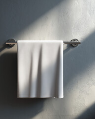Hanging Towel Mockup on Clean Wall &ndash; Photorealistic Bathroom