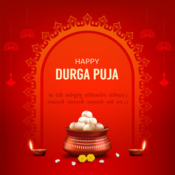 durga puja festival wishes square banner for digital post