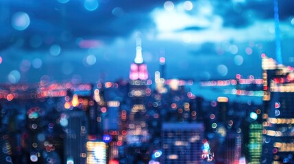 Blurred city skyline night view