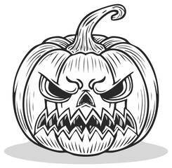 Fototapeta premium Spooky Halloween pumpkin with scary carved face vector illustration