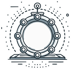 Abstract futuristic portal or gateway design with circular elements and glowing lights