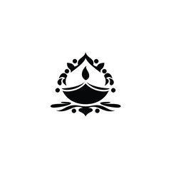 Black diya rangoli icon white
