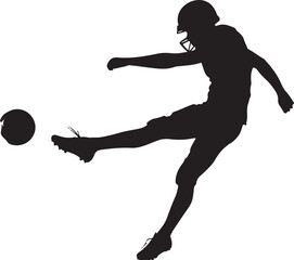Obraz premium Silhouette of American football player kicking ball sport