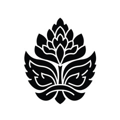 Obraz premium Black floral motif with double line detail white decorative