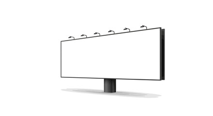 Blank Billboard with Lights, Isolated on White Background