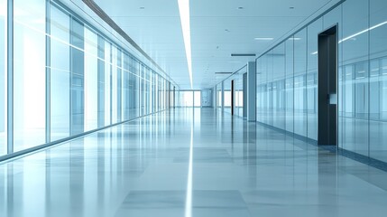Empty long corridor in the modern office building. background