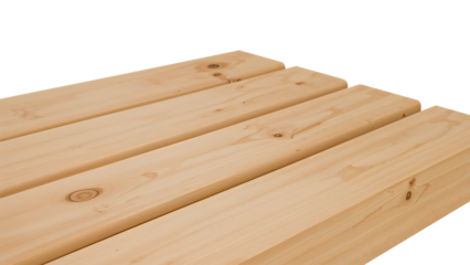 Smooth pine lumber planks with natural knots and grain for construction and carpentry projects on the transparent background