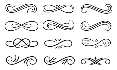 Calligraphic Swirl Divider Elements Vector Collection