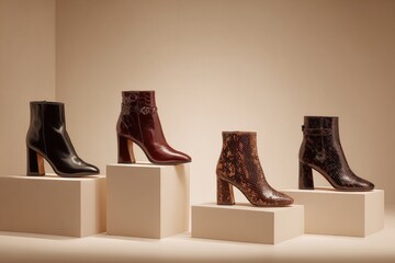 Stylish ankle boots displayed