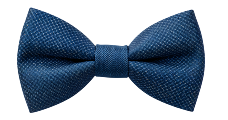 Blue denim bow tie isolated on the transparent background, trendy fashion accessory for men, modern textile texture, elegant formalwear style