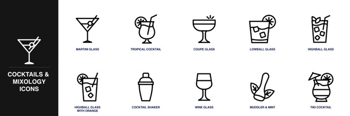 Cocktails and Mixology Line Icon Set