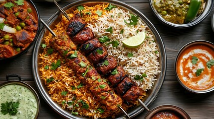 Cheol kebab halo kabab or chemo with mandi biryani
