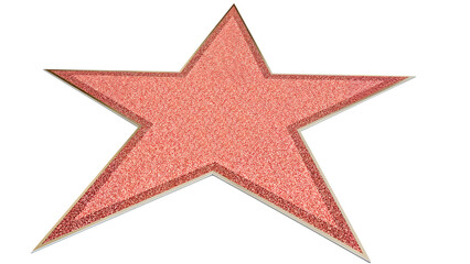 Fototapeta premium Shimmering pink glitter star with gold border isolated on the transparent background for celebration decoration and award concepts