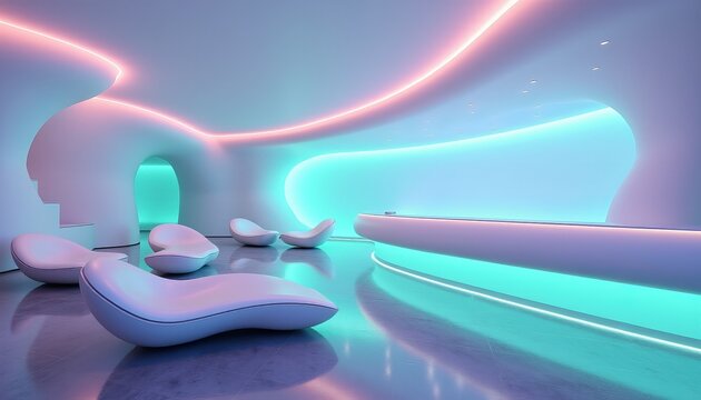 Futuristic Avant Garde Club Interior Dynamic LED Lighting and Sculptural Forms