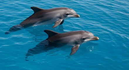 Fototapeta premium Two dolphins in ocean