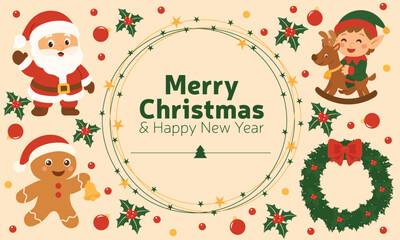 Festive Christmas and New Year Celebration. Hand Drawn Vector Art