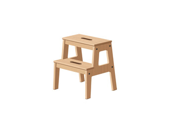 Wooden Two-Step Stool for Home and Office.