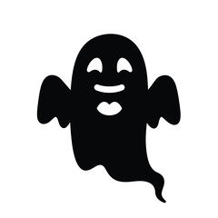 Black ghost laughing face icon white