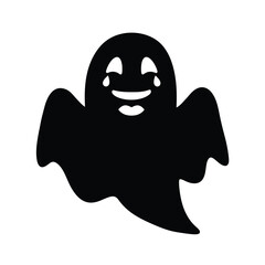 Black ghost laughing with tears emoji vector