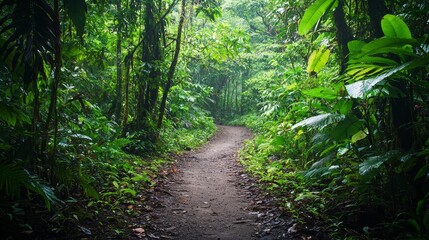 Fototapeta premium Hiking in green tropical jungle