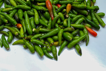Indian Green chilli With White Background