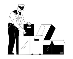 A sketchy style illustration depicting package checking 
