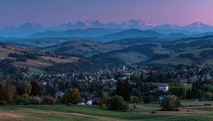 Panoramic valley vista at dawn
