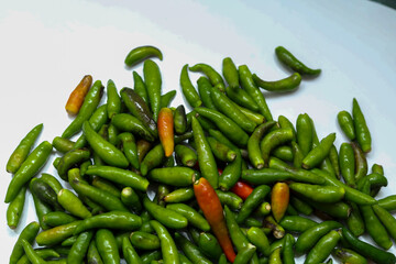 Indian Green chilli With White Background