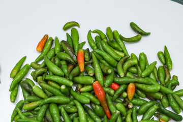 Indian Green chilli With White Background