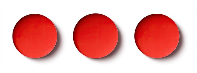 Three bright red circles on white background