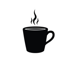 Black silhouette steaming coffee cup icon vector illustration