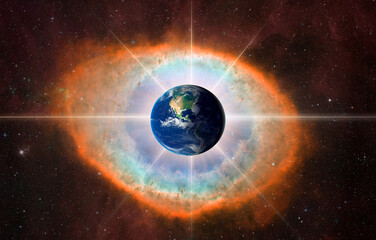 Supernova explosion in the center of galaxy 