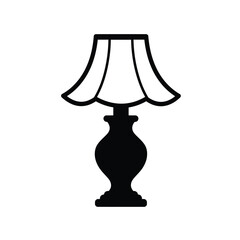 Obraz premium Black silhouette of a classic table lamp light