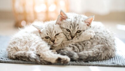 Obraz premium Two kittens cuddling