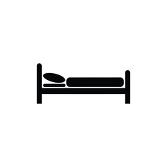 Black hospital bed icon on white vector