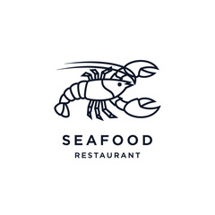 Minimalist line art logo featuring a lobster above the words 