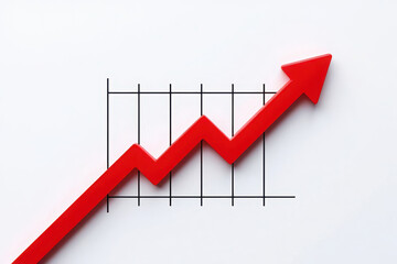 Red arrow graph showing upward trend and financial growth